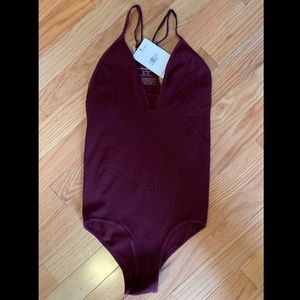 Free People Dark Red/Burgundy Bodysuit in XS/S
